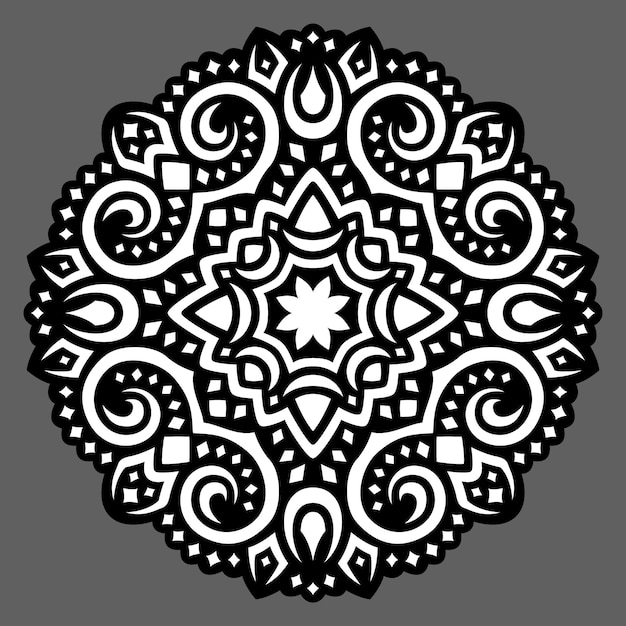 Beautiful monochrome tribal tattoo vector illustration with abstract black pattern isolated on the gray background