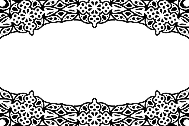 Beautiful monochrome tribal vector background with abstract black border and white copy space