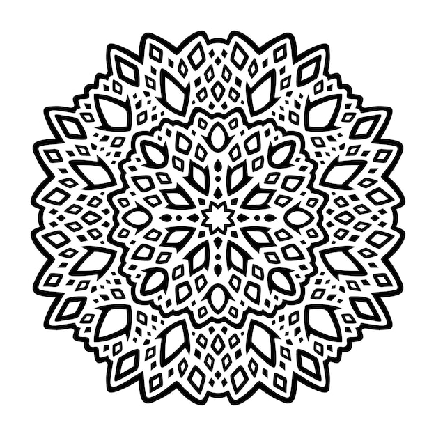 Beautiful monochrome vector illustration with abstract black round tribal pattern isolated on the white background