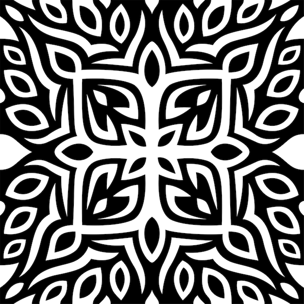 Beautiful monochrome vector illustration with abstract black tribal seamless pattern on the white background