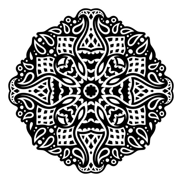 Beautiful monochrome vector illustration with abstract black tribal tattoo pattern isolated on the white background