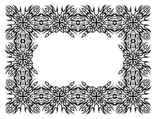 Beautiful monochrome vector illustration with abstract tribal frame isolated on the white background