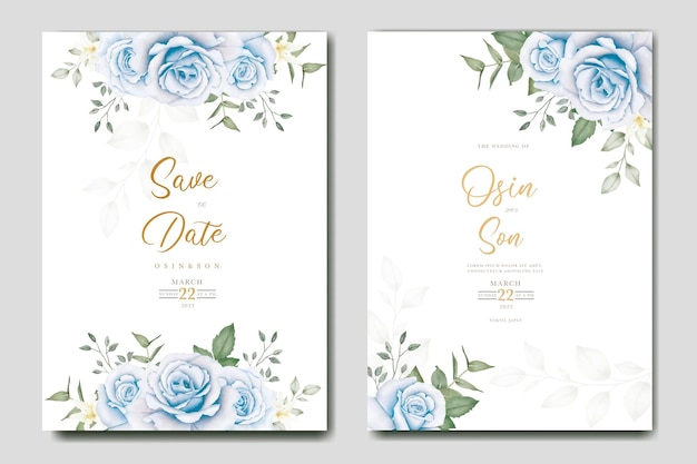 Beautiful Navyblue Wedding Invitation Card Template