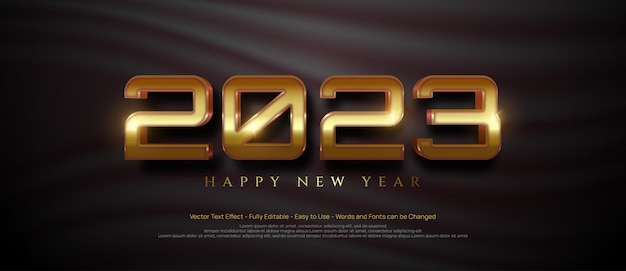 Beautiful number gold effect 2023 happy new year on dark background