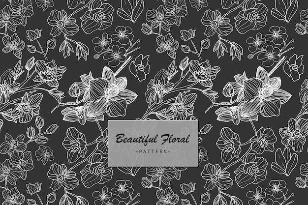 Beautiful orchid flower seamless pattern