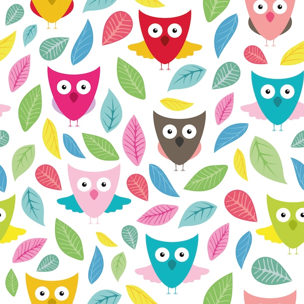 Beautiful owl with Seamless  pattern design