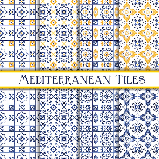 Beautiful painted mediterranean traditional tiles