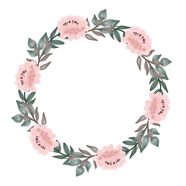 beautiful peach flower wreath circle frame of peach watercolor flower