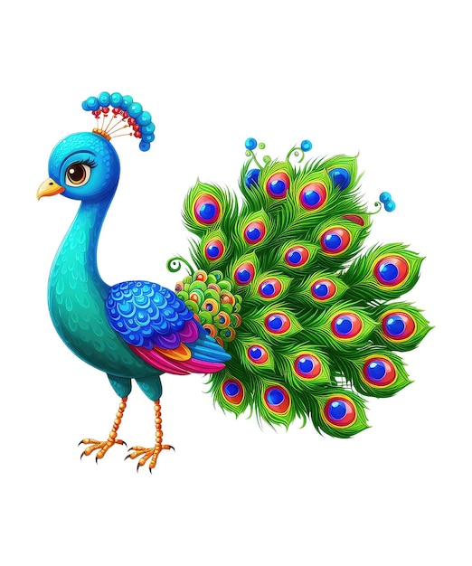 Beautiful peacock cartoon on white background