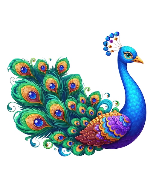 Beautiful peacock cartoon on white background