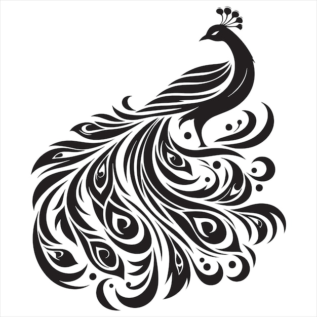 Beautiful peacock in flat style transparent background minimalist silhouette style logo design