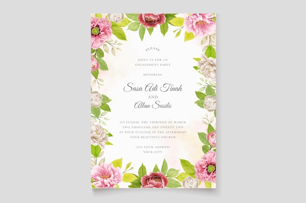 beautiful peony border  wreath and frame background design