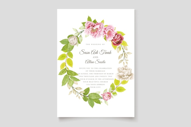 beautiful peony border  wreath and frame background design