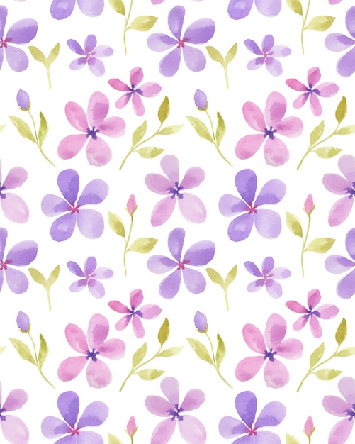 Beautiful pink purple flower watercolor as seamless pattern