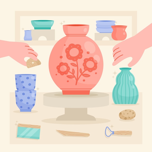 Beautiful pottery illustration