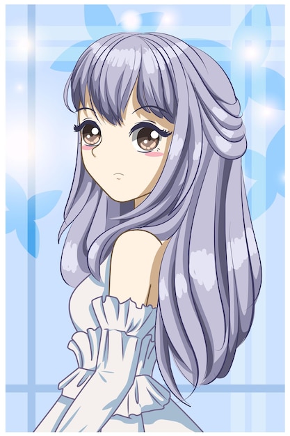 Beautiful and pretty princess with silver hair design