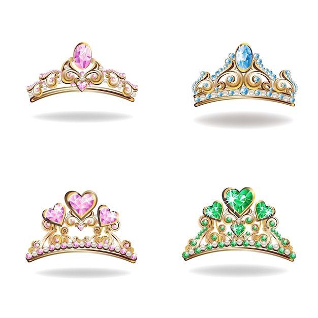 Vector beautiful princess diadem set