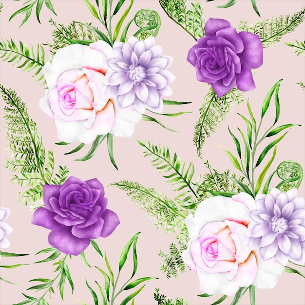 beautiful purple floral seamless pattern