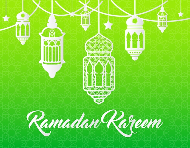 beautiful ramadan kareem background with paper art style