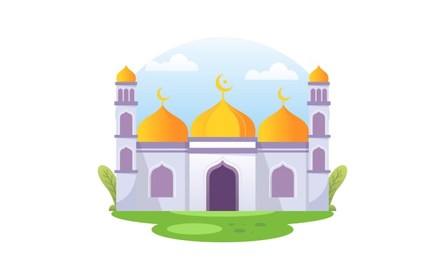 Beautiful Ramadan Kareem Mosque Vector Illustration