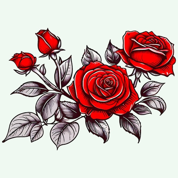 Beautiful realistic red rose vector illustration