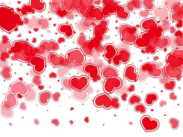 Beautiful red hearts falling vector illustration