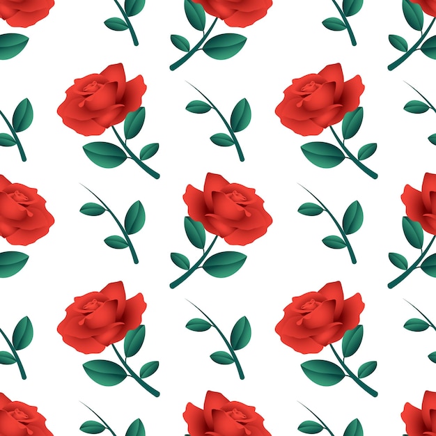 Beautiful red rose flower seamless pattern design vector graphic