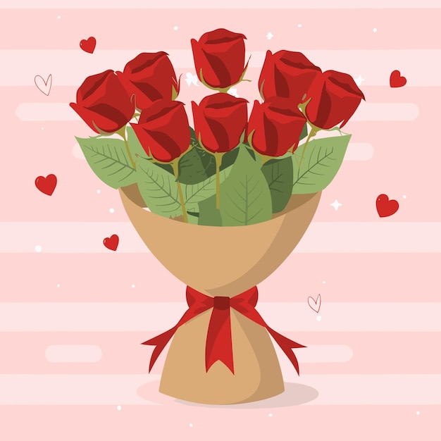 Beautiful red roses bouquet design vector