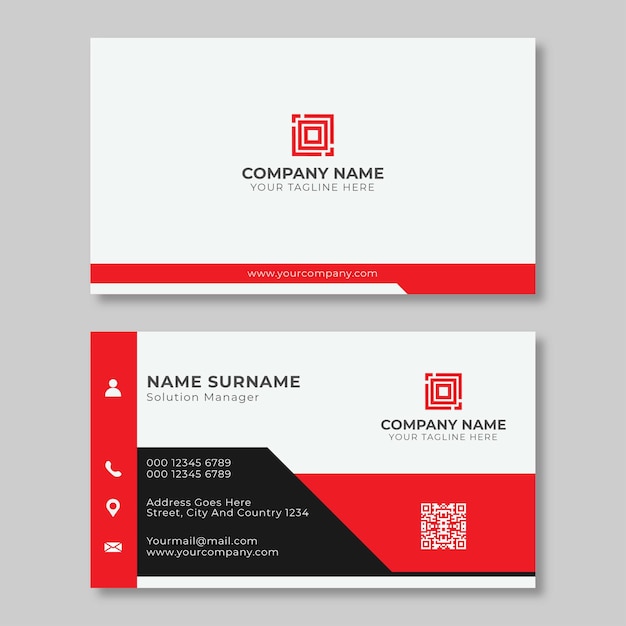 beautiful red and white business card design template