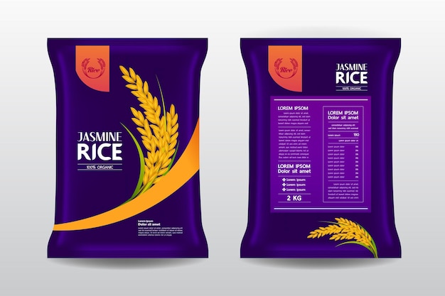 Beautiful Rice Product Package illustration