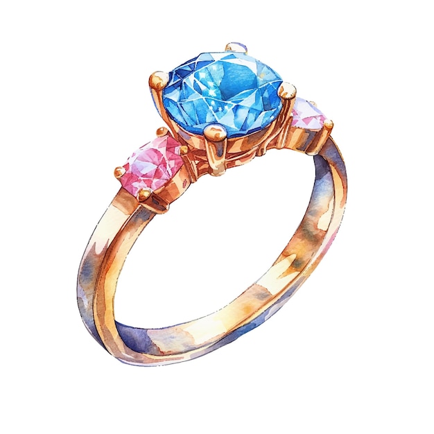 beautiful ring jewelry vector illustration in watercolour style