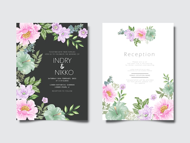 Beautiful and romantic  floral wedding invitation card