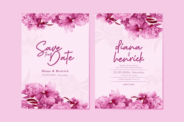 Beautiful Romantic hand drawing Floral wedding invitation card template with beautiful leaves