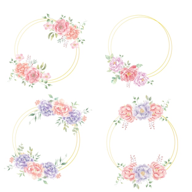 Beautiful Romantic Watercolor Flower Wreath