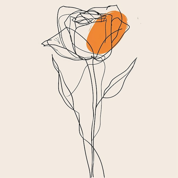 beautiful rose line art sketch minimalist