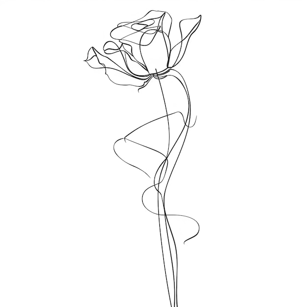 beautiful rose line art sketch minimalist