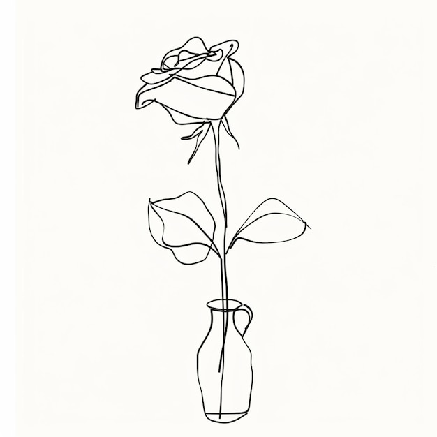 beautiful rose line art sketch minimalist