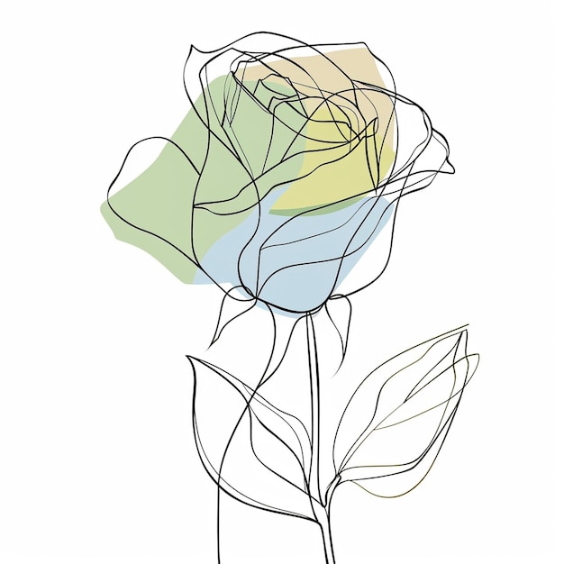 beautiful rose line art sketch minimalist