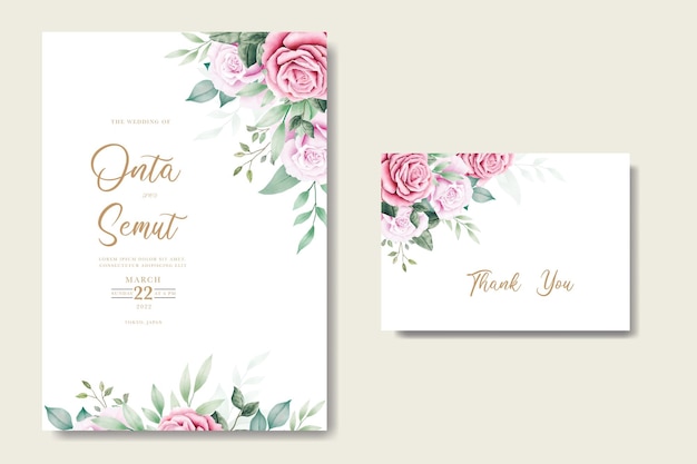 Beautiful rose wedding invitation card template