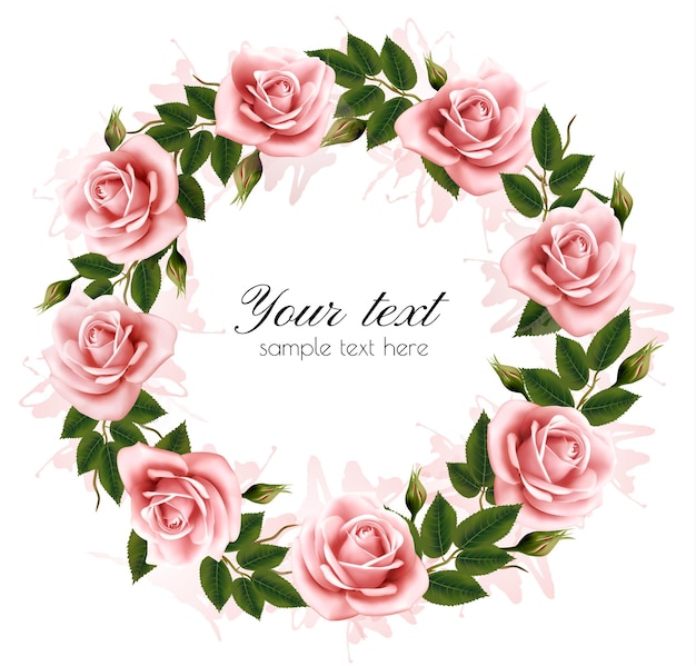 Beautiful rose wreath. Vector.