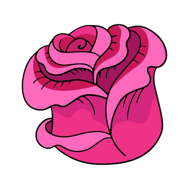 Beautiful rosebud vector design element in the style of doodles isolated on a white background