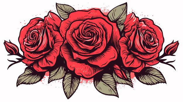 Vector beautiful roses design with rose flowers buds and leaves