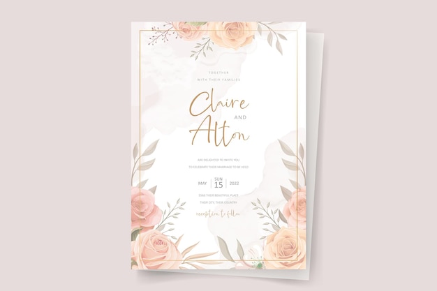 Beautiful roses invitation card template