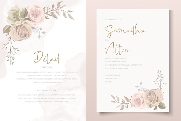 Beautiful roses invitation card template