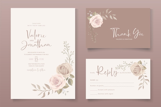 Beautiful roses invitation card template