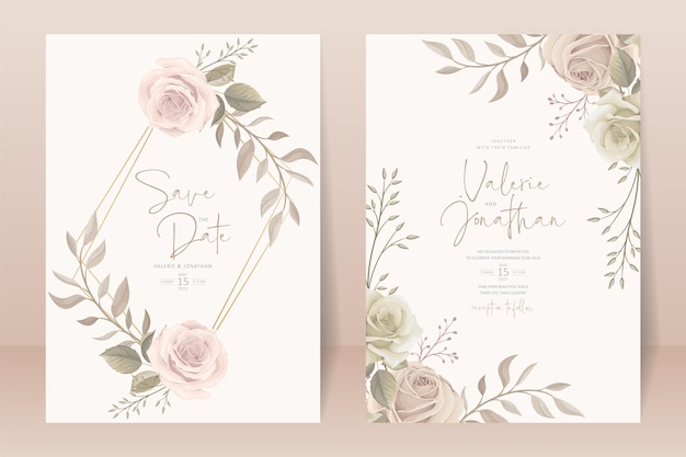 Beautiful roses invitation card template