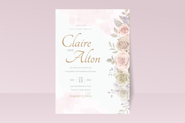 Beautiful roses invitation card template