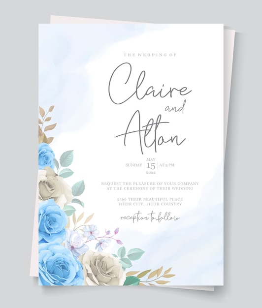 beautiful roses wedding invitation card template