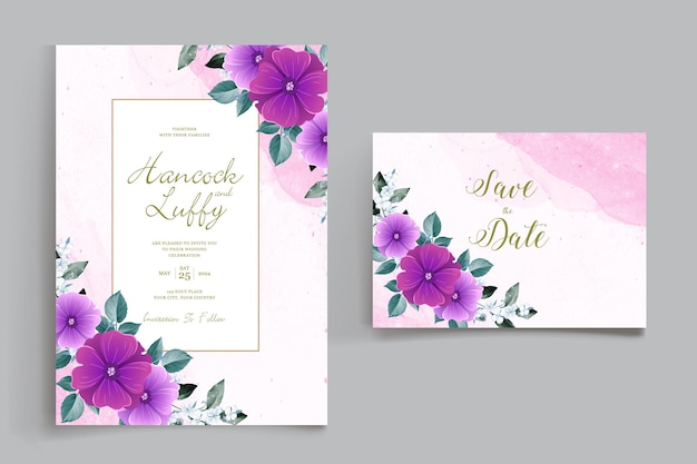 Beautiful roses and wildflowers wedding invitation card