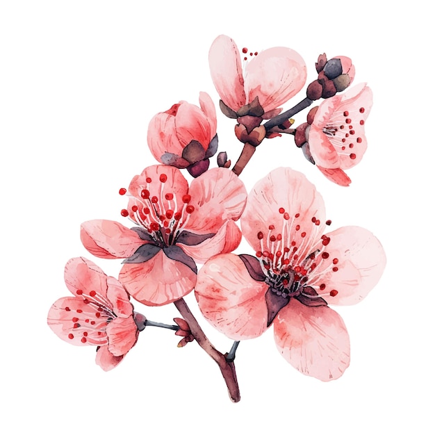 beautiful sakura flower vector illustration in watercolour style